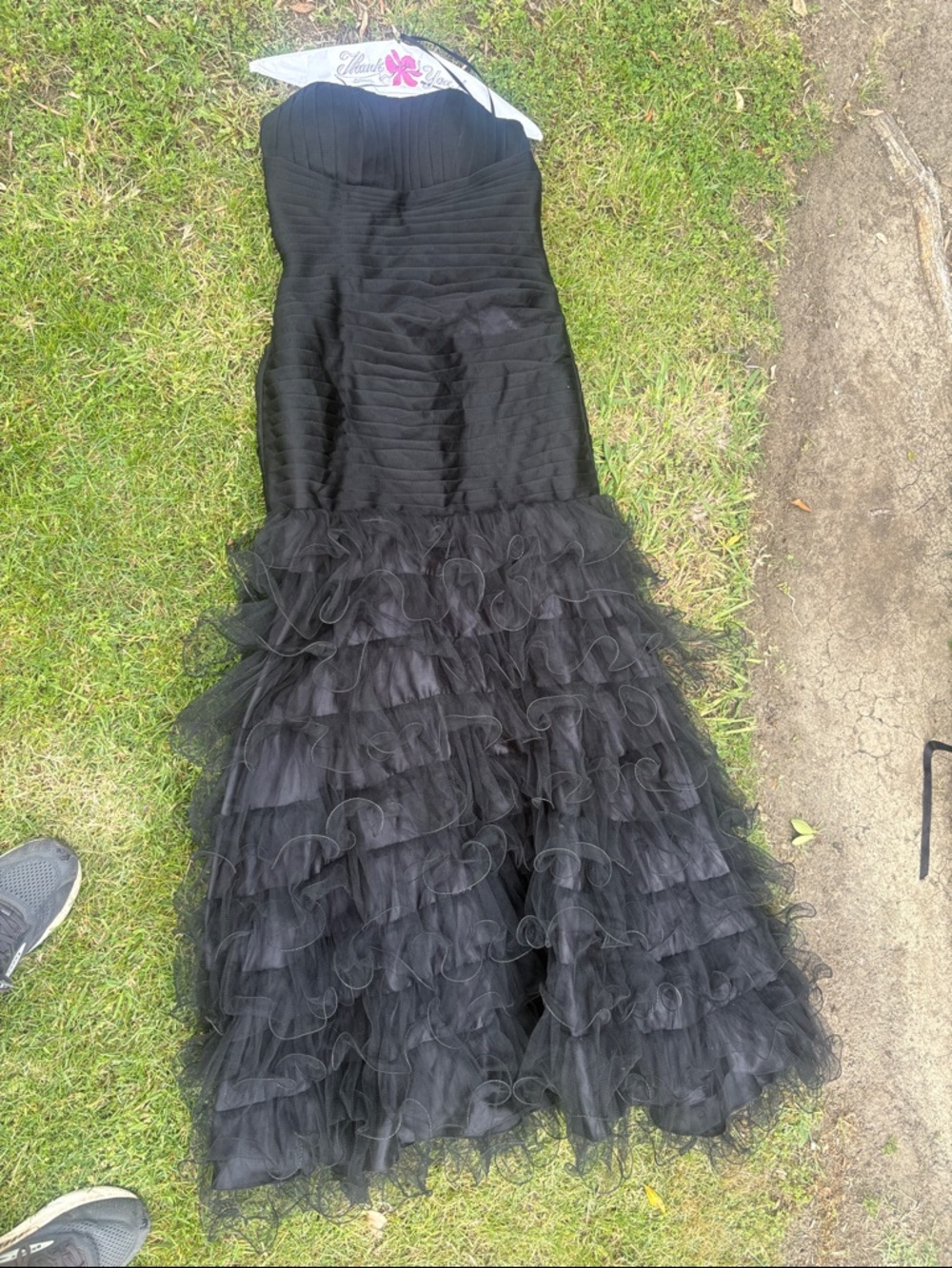 Black Strapless Ruffled Tulle mermaid Maxi Dress gown